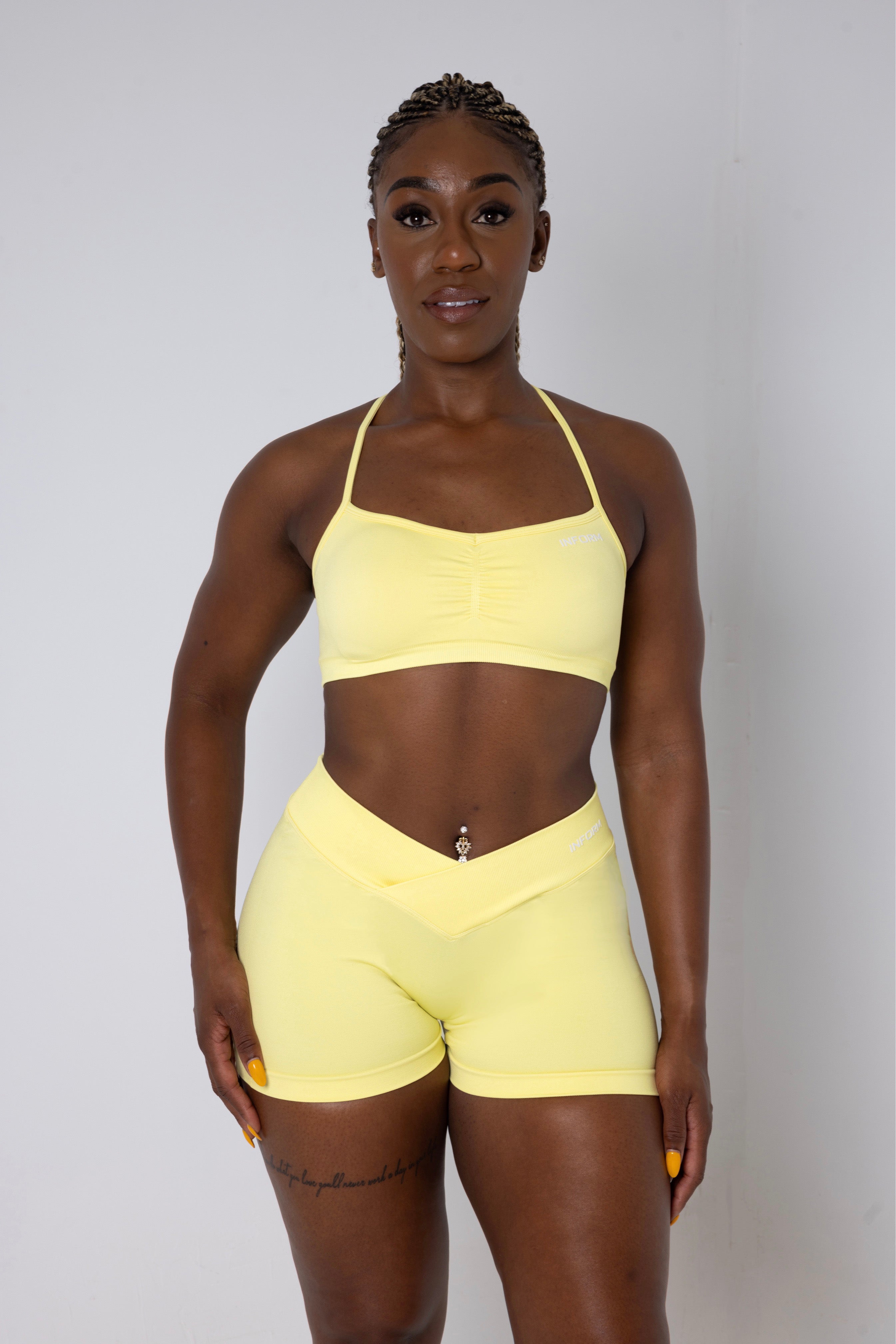 FEMALE LA FORM YELLOW WORKOUT GYM SPORTS BRA - INFORM ACTIVE