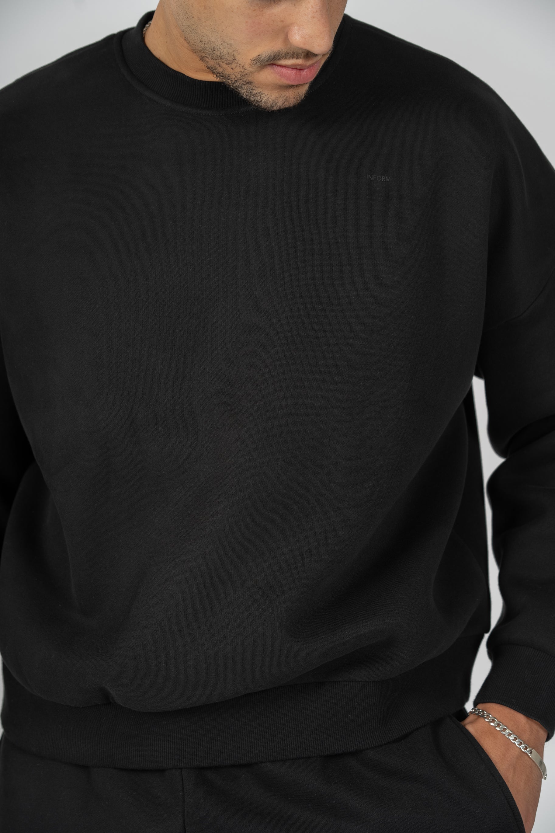 REST DAY MALE RECOVERY BLACK CREWNECK SWEATSHIRT - INFORM ACTIVE