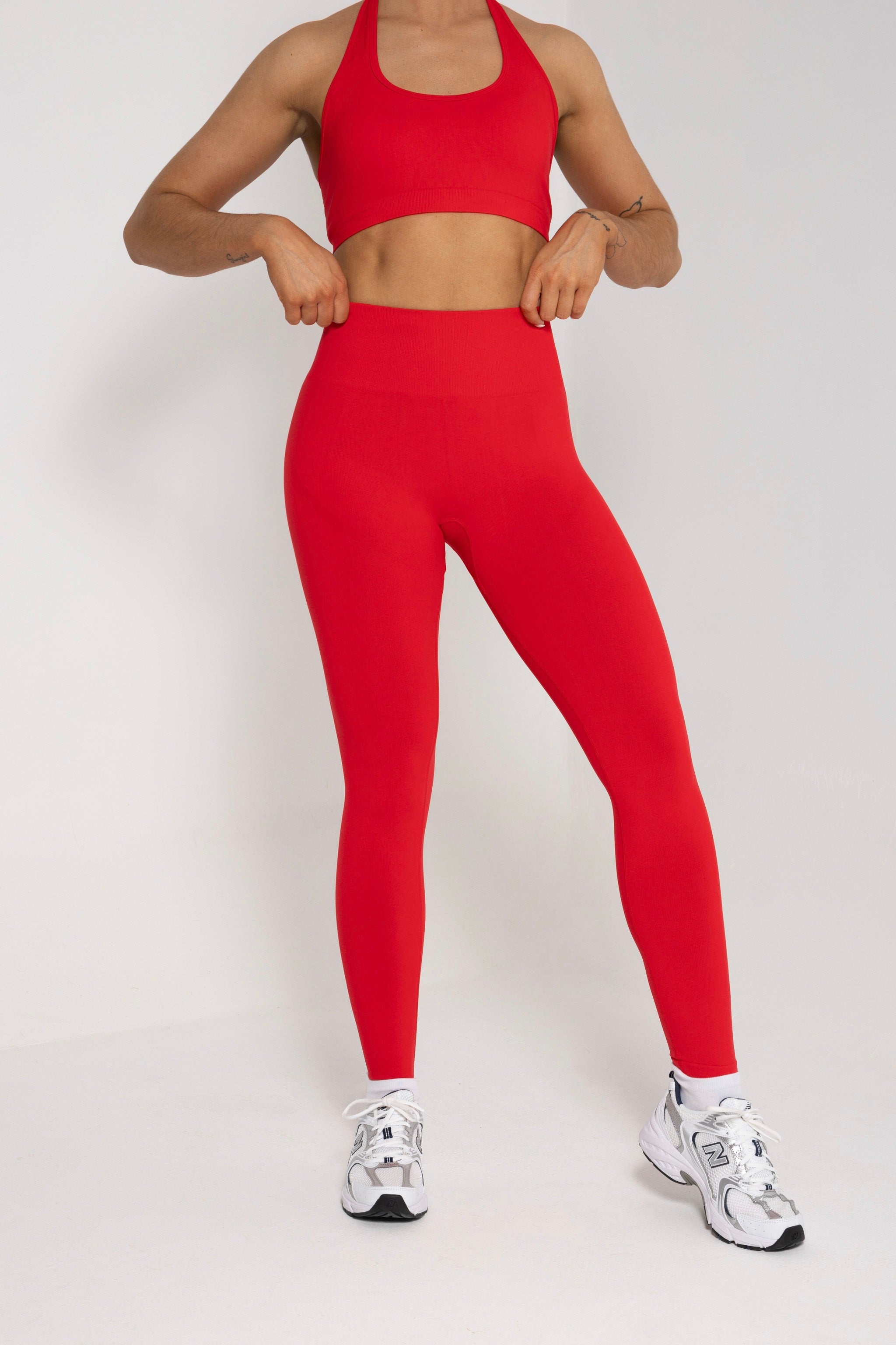 FEMALE REFORM RED WORKOUT GYM LEGGINGS - INFORM ACTIVE