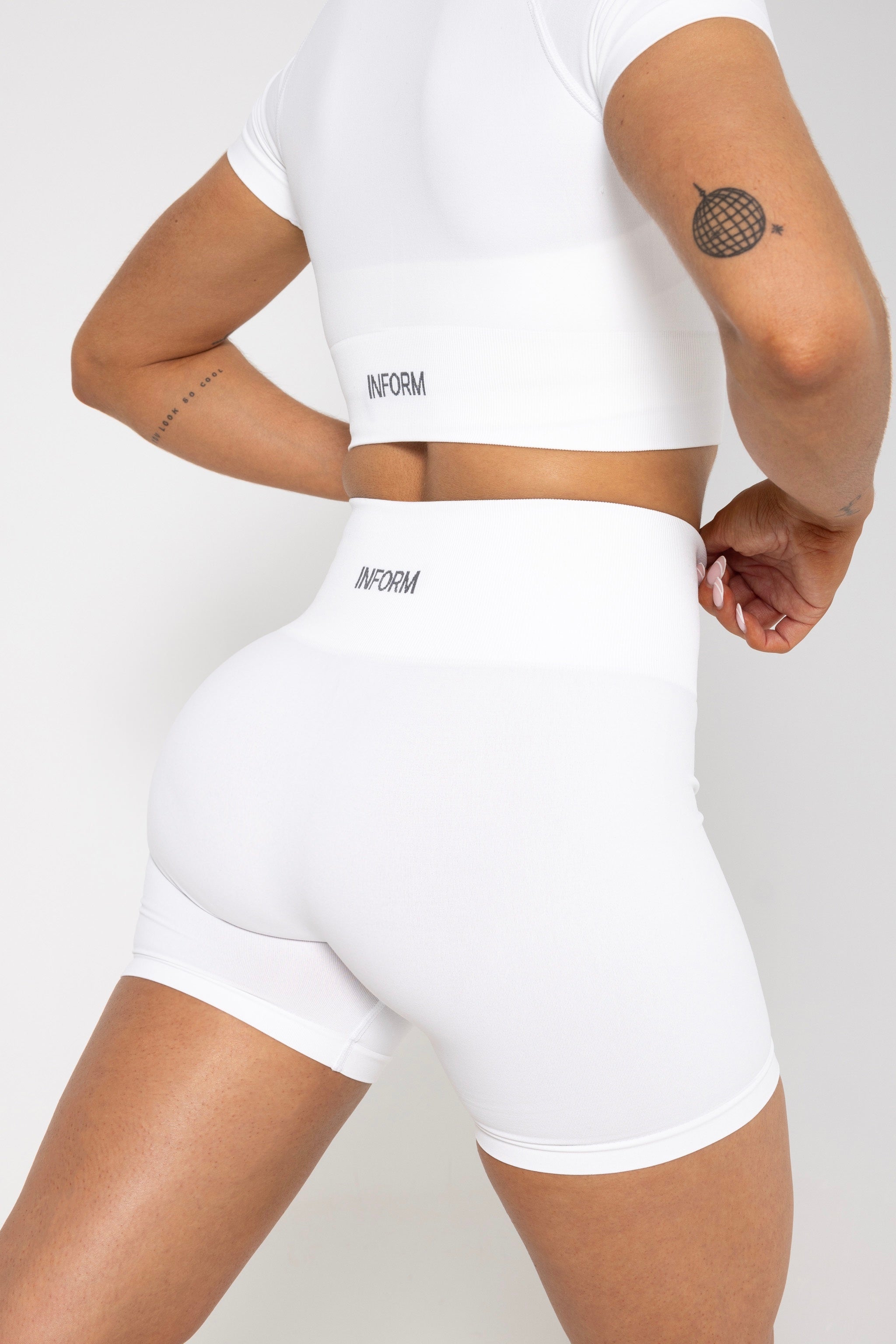 FEMALE REFORM WHITE WORKOUT GYM SHORTS - INFORM ACTIVE