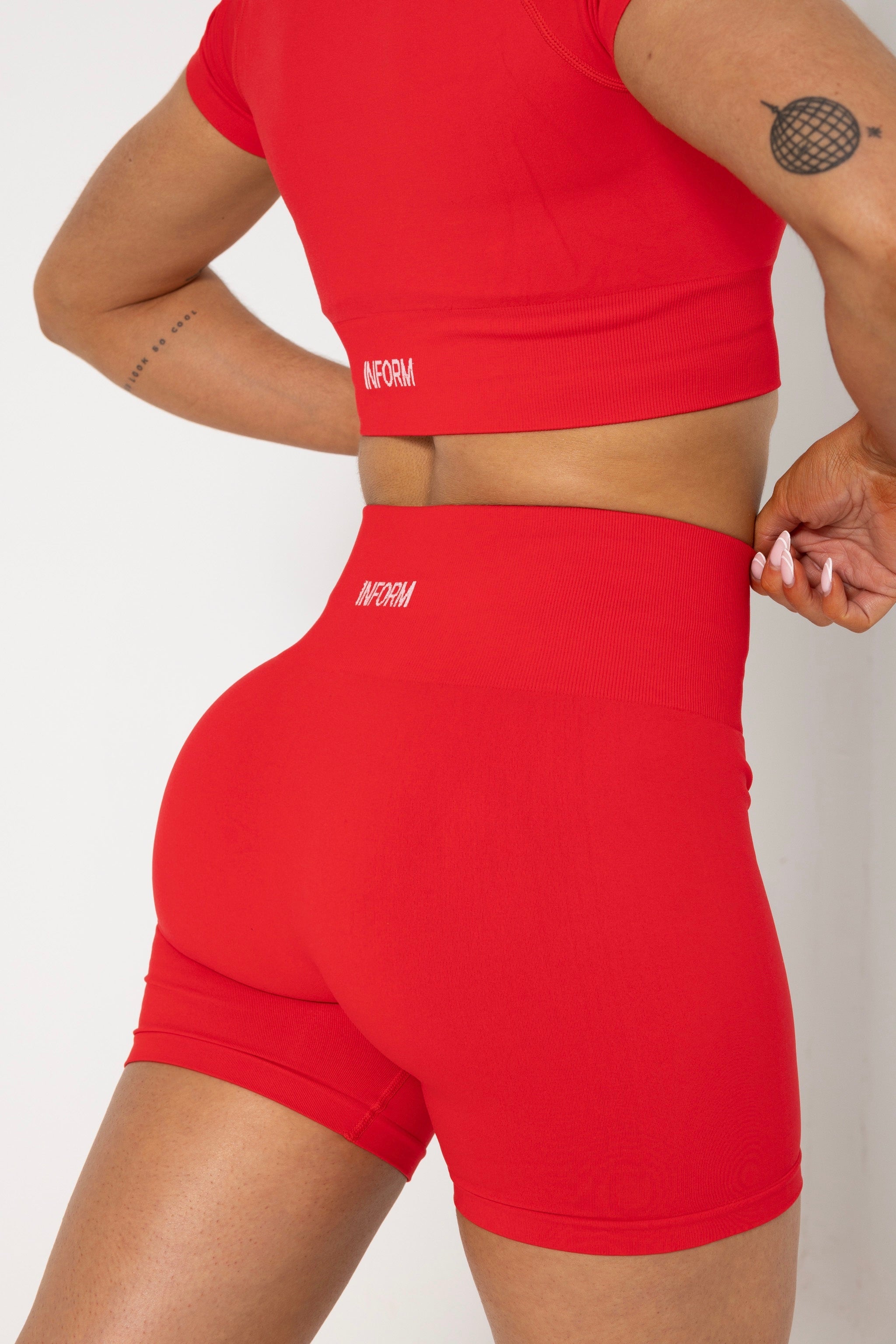 FEMALE REFORM RED WORKOUT GYM SHORTS - INFORM ACTIVE