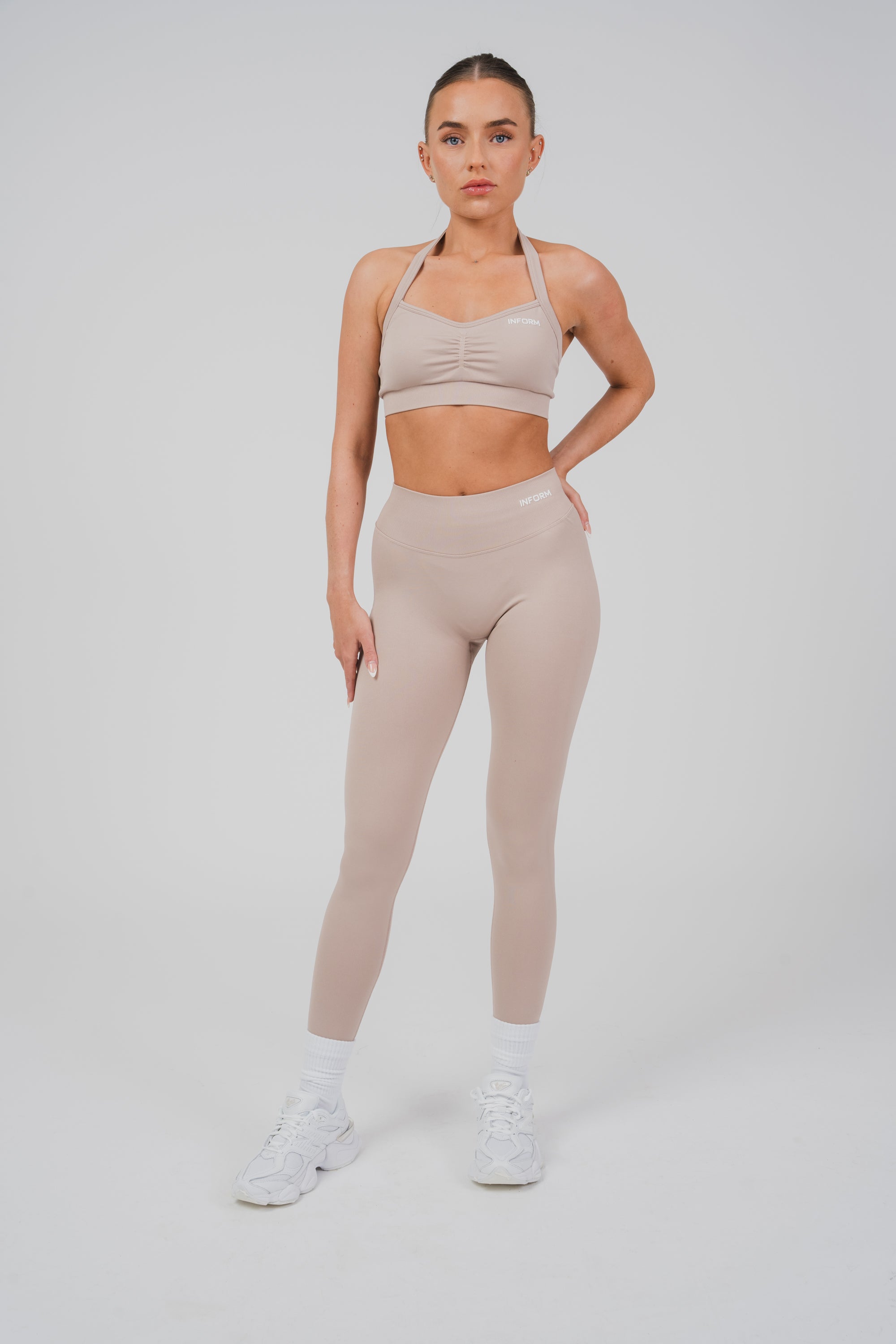 FEMALE SCULPT BEIGE WORKOUT GYM LEGGINGS - INFORM ACTIVE