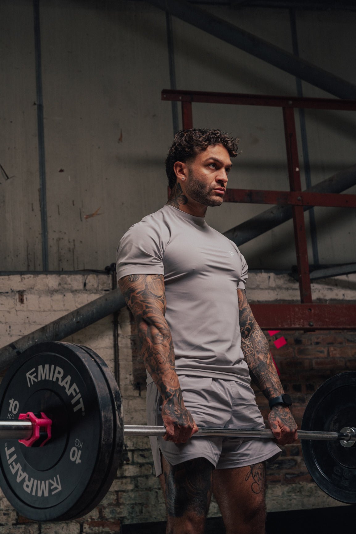 MALE TRANSFORM GREY TECHNICAL SHORT SLEEVE GYM WORKOUT TOP - INFORM ACTIVE