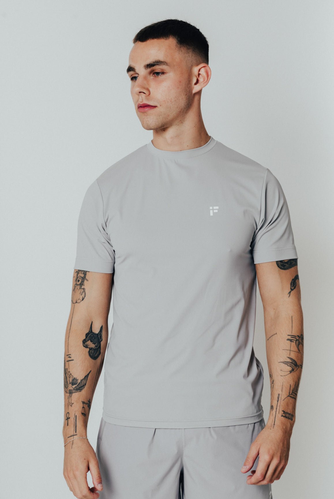 MALE TRANSFORM GREY TECHNICAL SHORT SLEEVE GYM WORKOUT TOP - INFORM ACTIVE