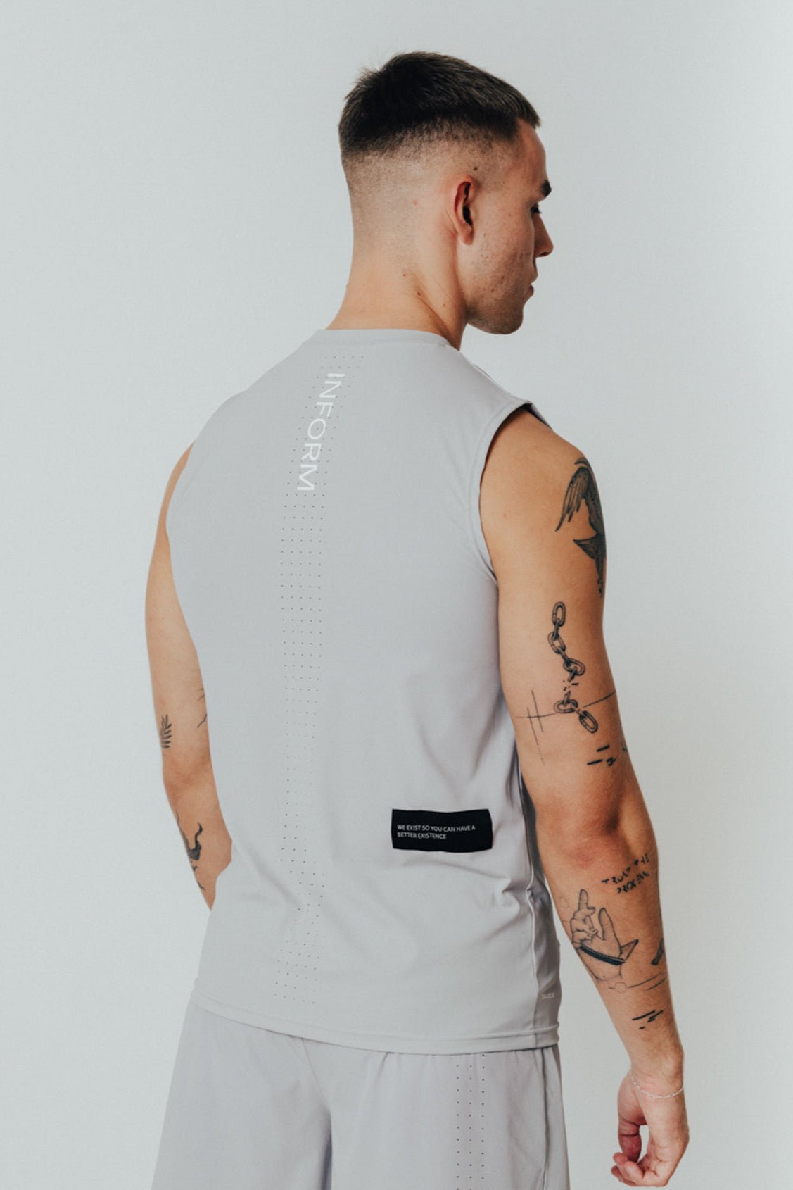 MALE TRANSFORM GREY TECHNICAL SLEEVELESS GYM WORKOUT TOP - INFORM ACTIVE