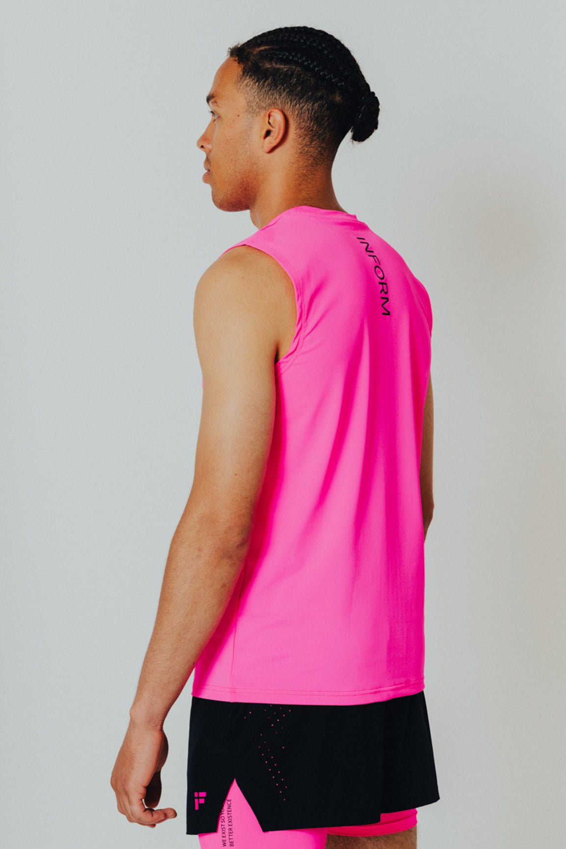 MALE TRANSFORM PINK AND BLACK TECHNICAL SLEEVELESS GYM WORKOUT TOP - INFORM ACTIVE