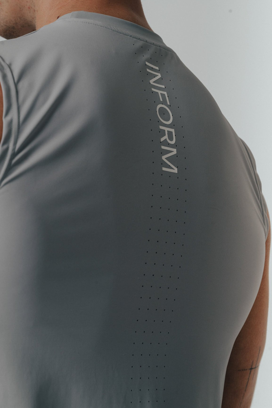 MALE TRANSFORM GREY TECHNICAL SLEEVELESS GYM WORKOUT TOP - INFORM ACTIVE