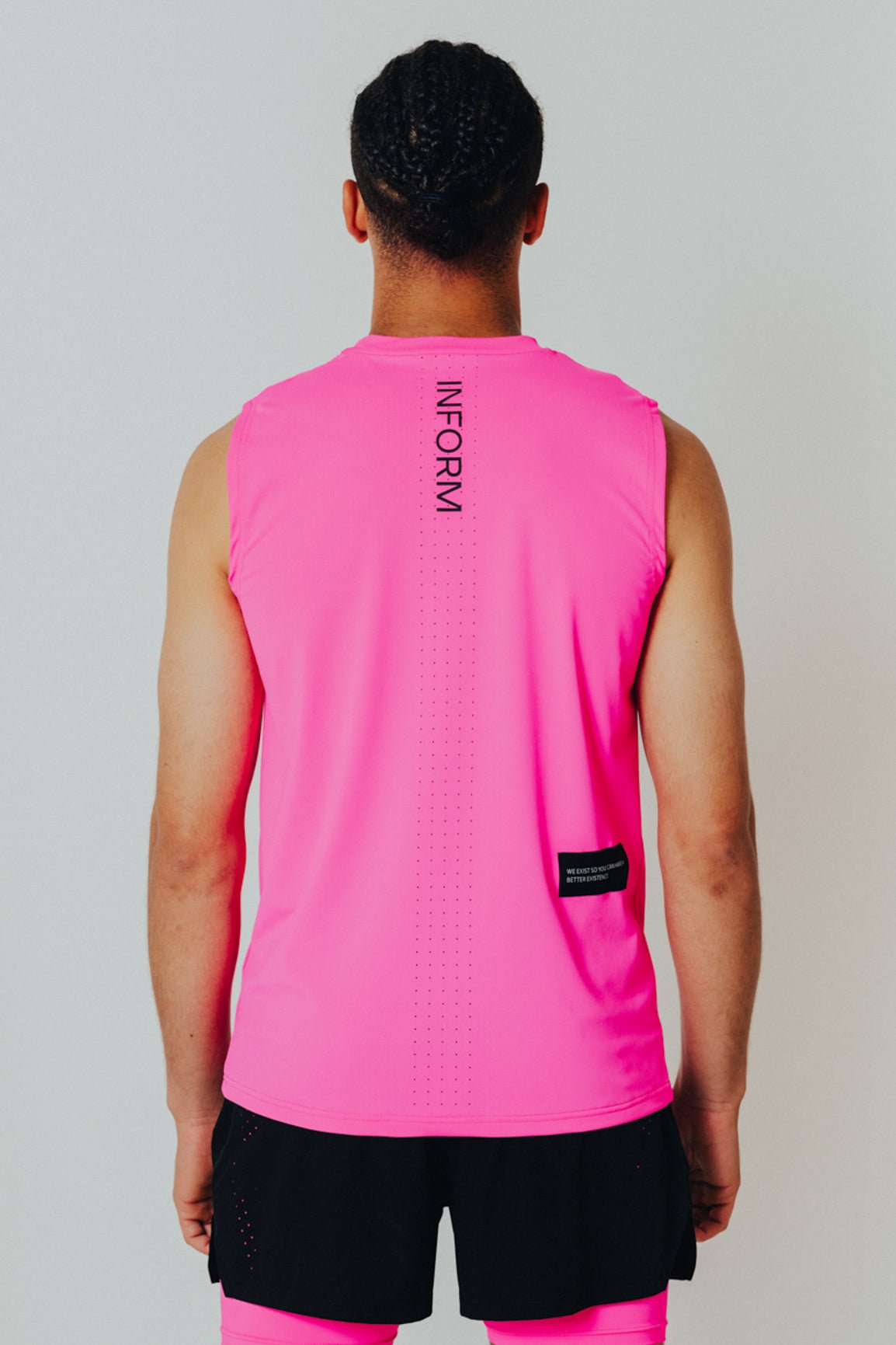 MALE TRANSFORM PINK AND BLACK TECHNICAL SLEEVELESS GYM WORKOUT TOP - INFORM ACTIVE