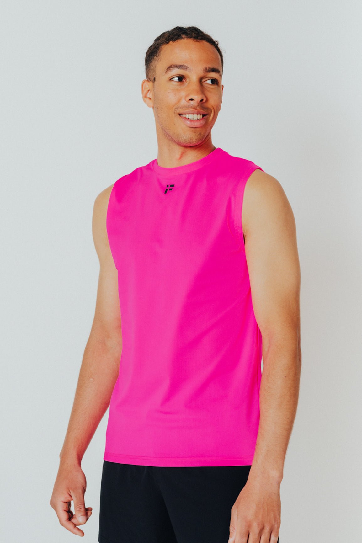 MALE TRANSFORM PINK AND BLACK TECHNICAL SLEEVELESS GYM WORKOUT TOP - INFORM ACTIVE
