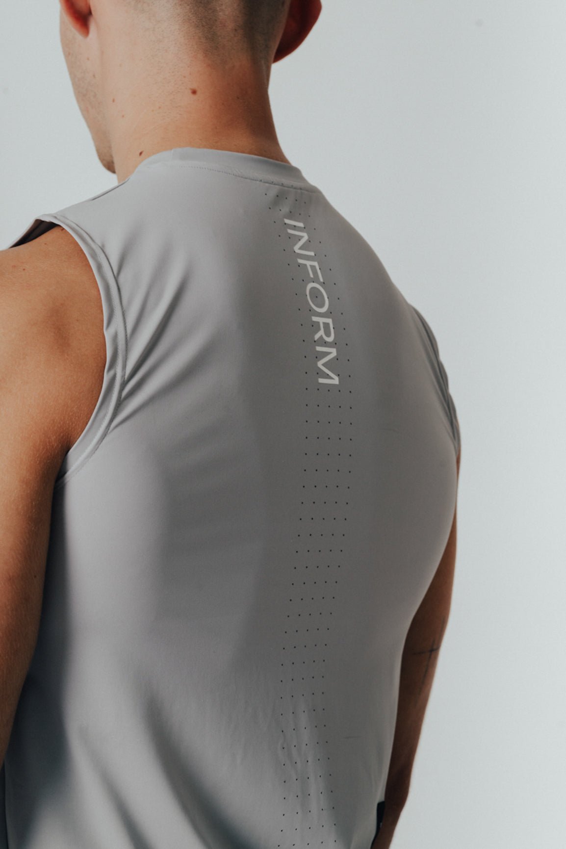 MALE TRANSFORM GREY TECHNICAL SLEEVELESS GYM WORKOUT TOP - INFORM ACTIVE