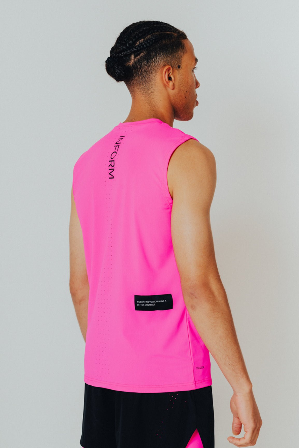 MALE TRANSFORM PINK AND BLACK TECHNICAL SLEEVELESS GYM WORKOUT TOP - INFORM ACTIVE