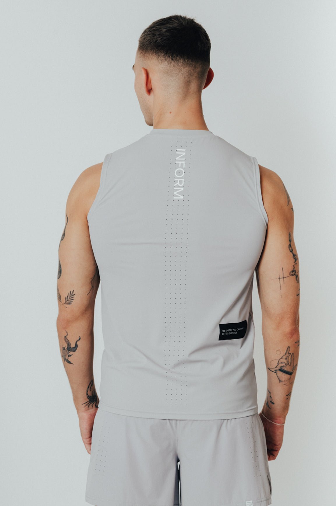MALE TRANSFORM GREY TECHNICAL SLEEVELESS GYM WORKOUT TOP - INFORM ACTIVE