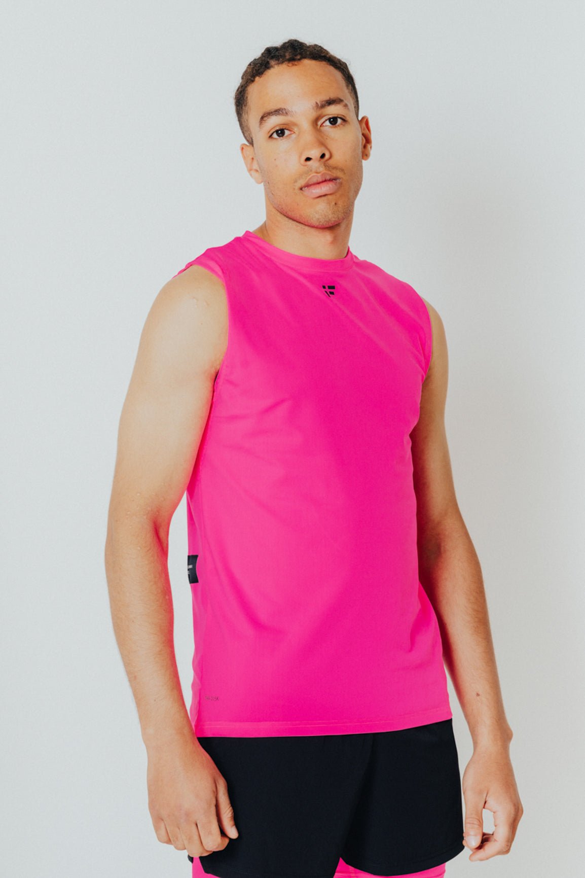 MALE TRANSFORM PINK AND BLACK TECHNICAL SLEEVELESS GYM WORKOUT TOP - INFORM ACTIVE
