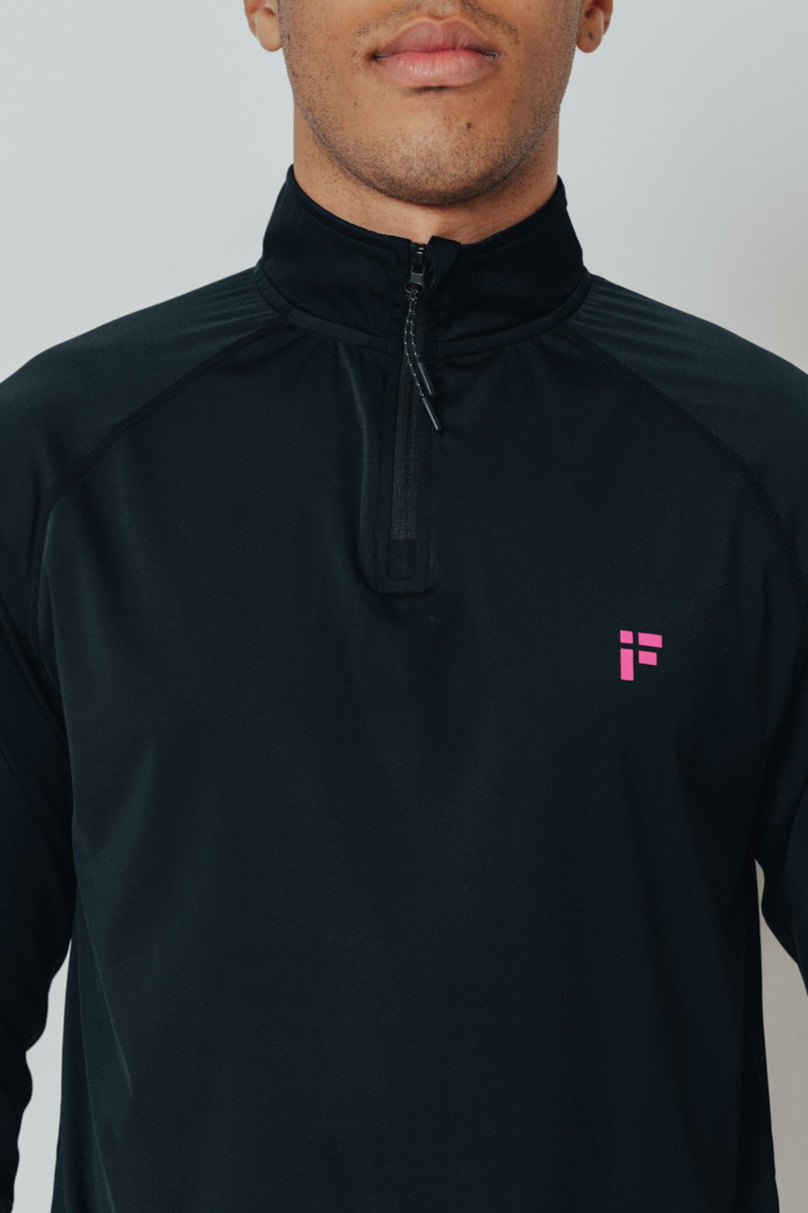 MALE TRANSFORM BLACK AND PINK QUARTER ZIP TRAINING GYM TOP - INFORM ACTIVE