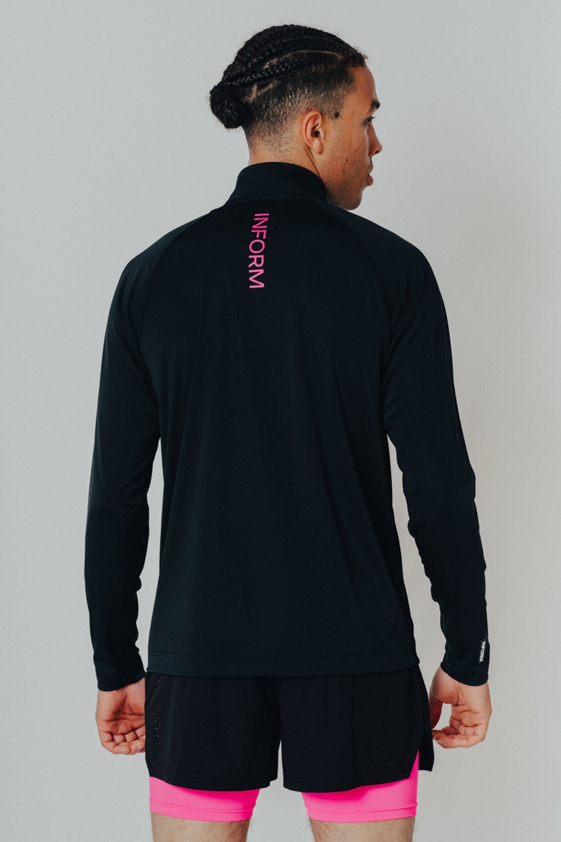 MALE TRANSFORM BLACK AND PINK QUARTER ZIP TRAINING GYM TOP - INFORM ACTIVE
