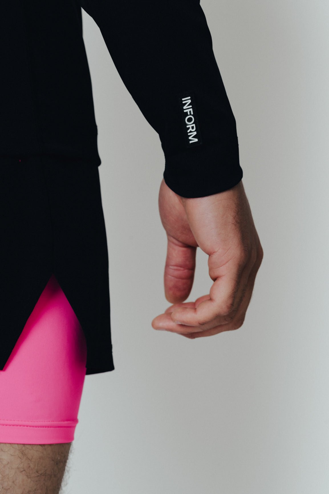 MALE TRANSFORM BLACK AND PINK QUARTER ZIP TRAINING GYM TOP - INFORM ACTIVE