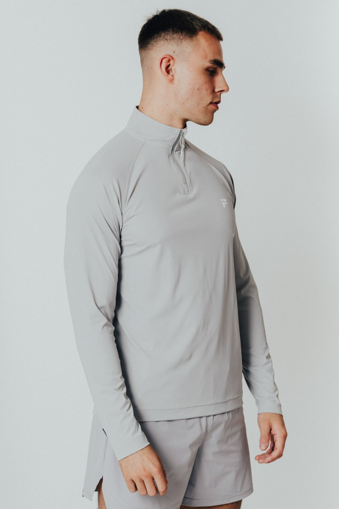 MALE TRANSFORM GREY QUARTER ZIP TRAINING GYM TOP - INFORM ACTIVE