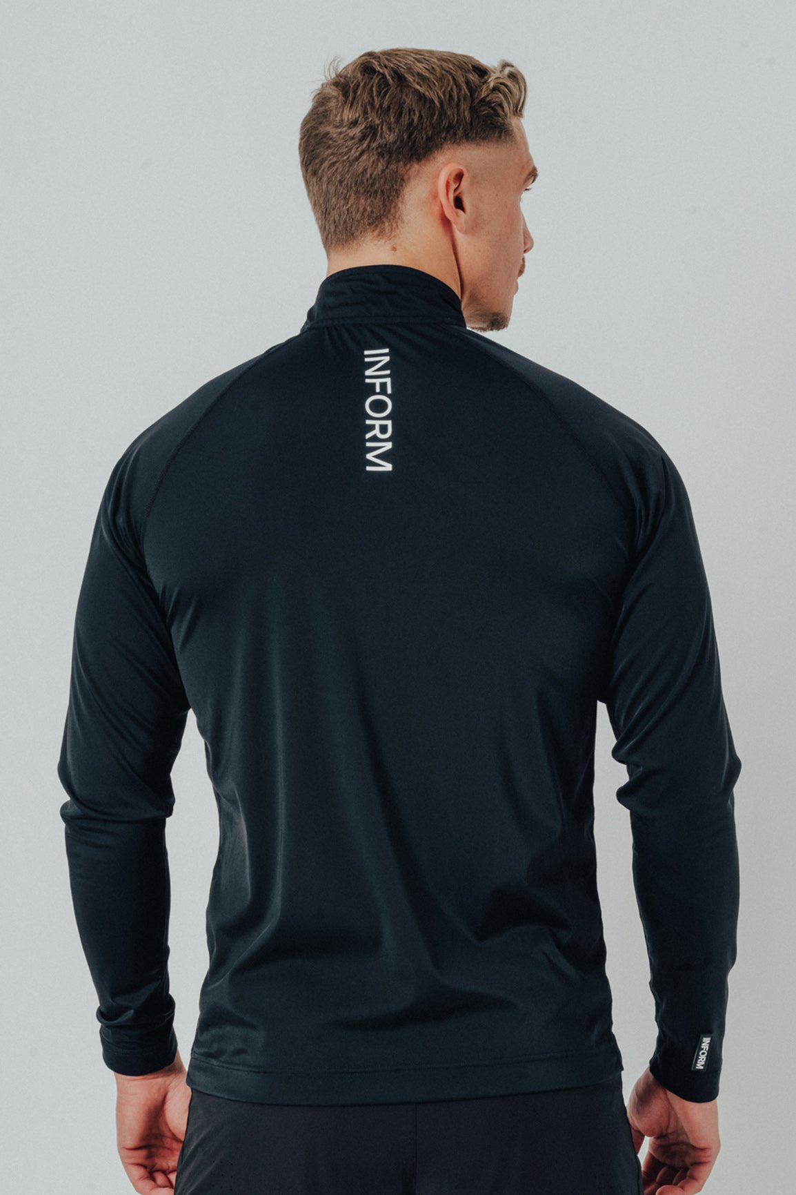 MALE TRANSFORM BLACK AND WHITE QUARTER ZIP TRAINING GYM TOP - INFORM ACTIVE