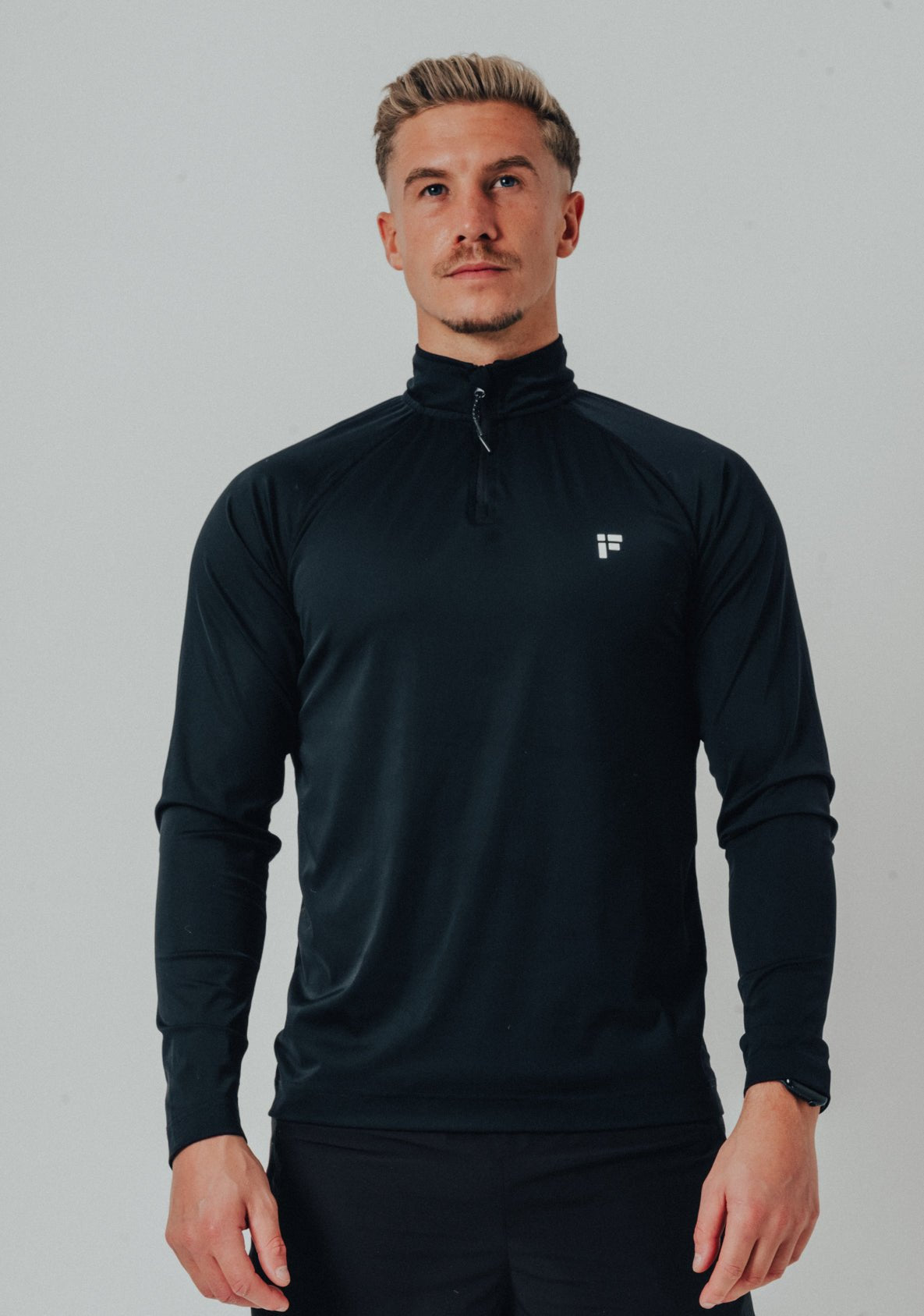 MALE TRANSFORM BLACK AND WHITE QUARTER ZIP TRAINING GYM TOP - INFORM ACTIVE