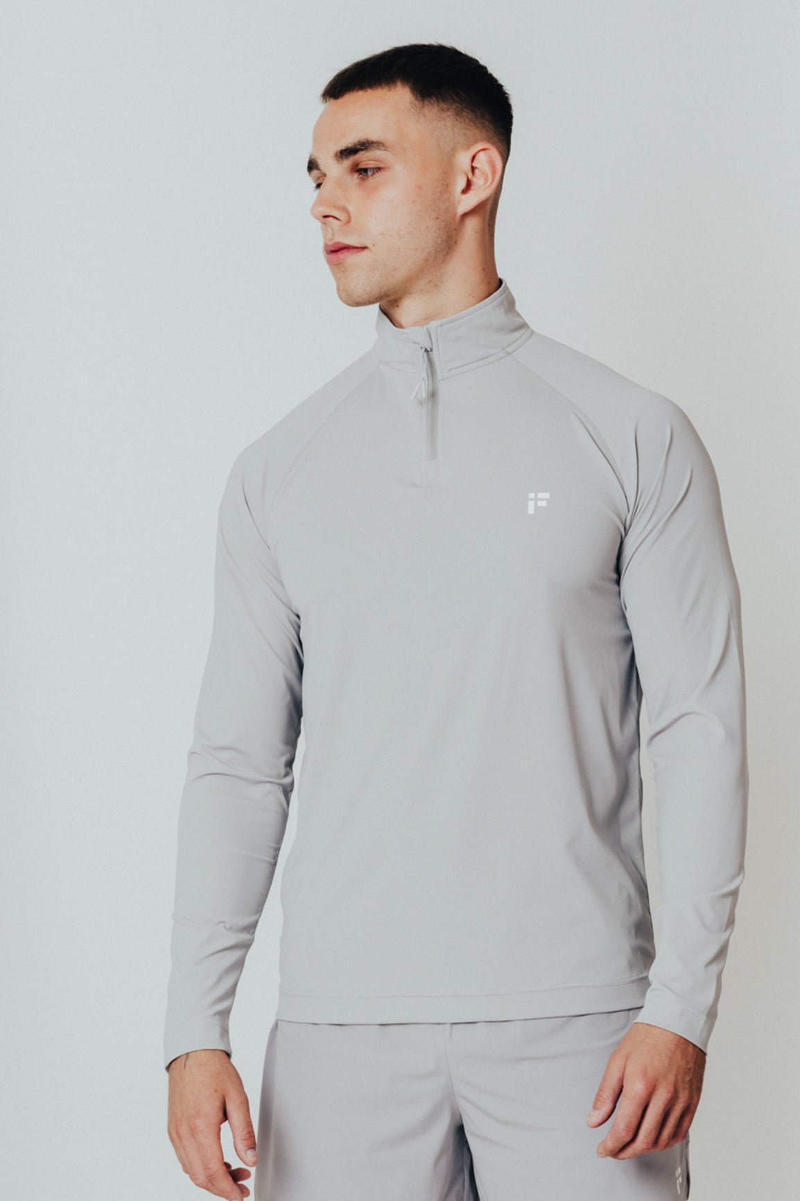 MALE TRANSFORM GREY QUARTER ZIP TRAINING GYM TOP - INFORM ACTIVE