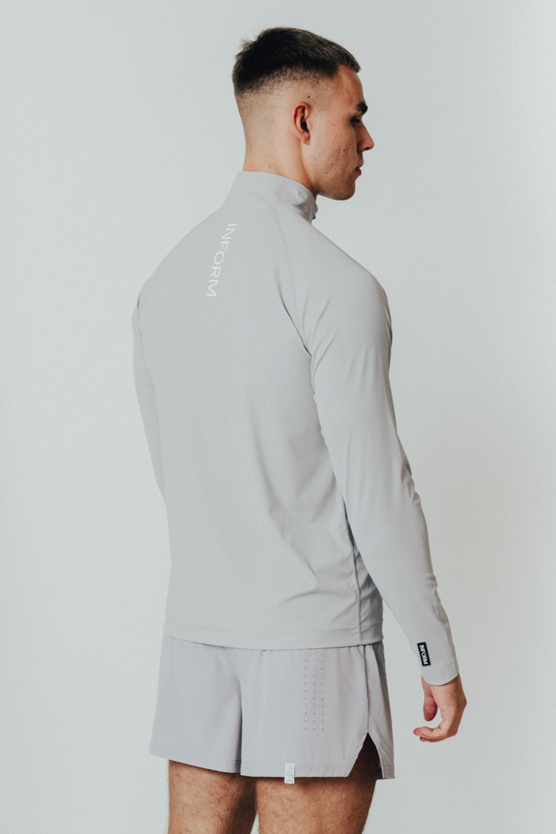 MALE TRANSFORM GREY QUARTER ZIP TRAINING GYM TOP - INFORM ACTIVE
