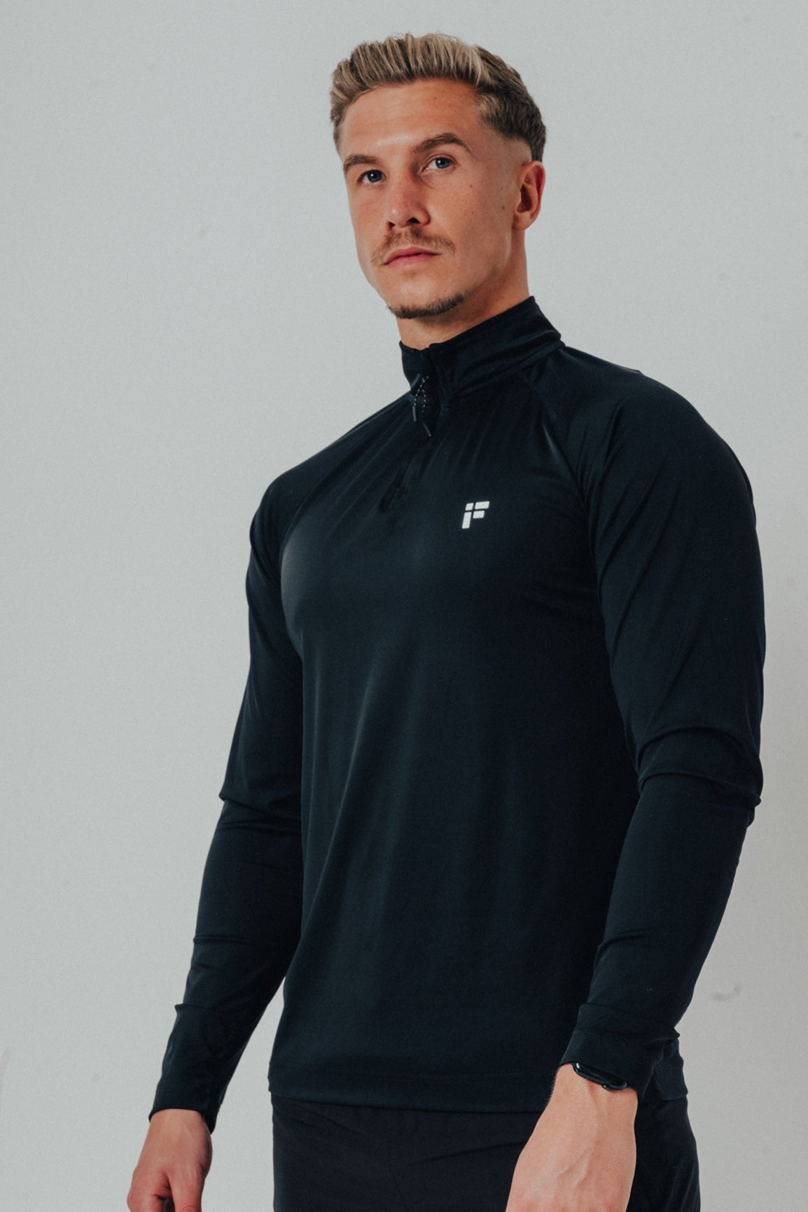 MALE TRANSFORM BLACK AND WHITE QUARTER ZIP TRAINING GYM TOP - INFORM ACTIVE