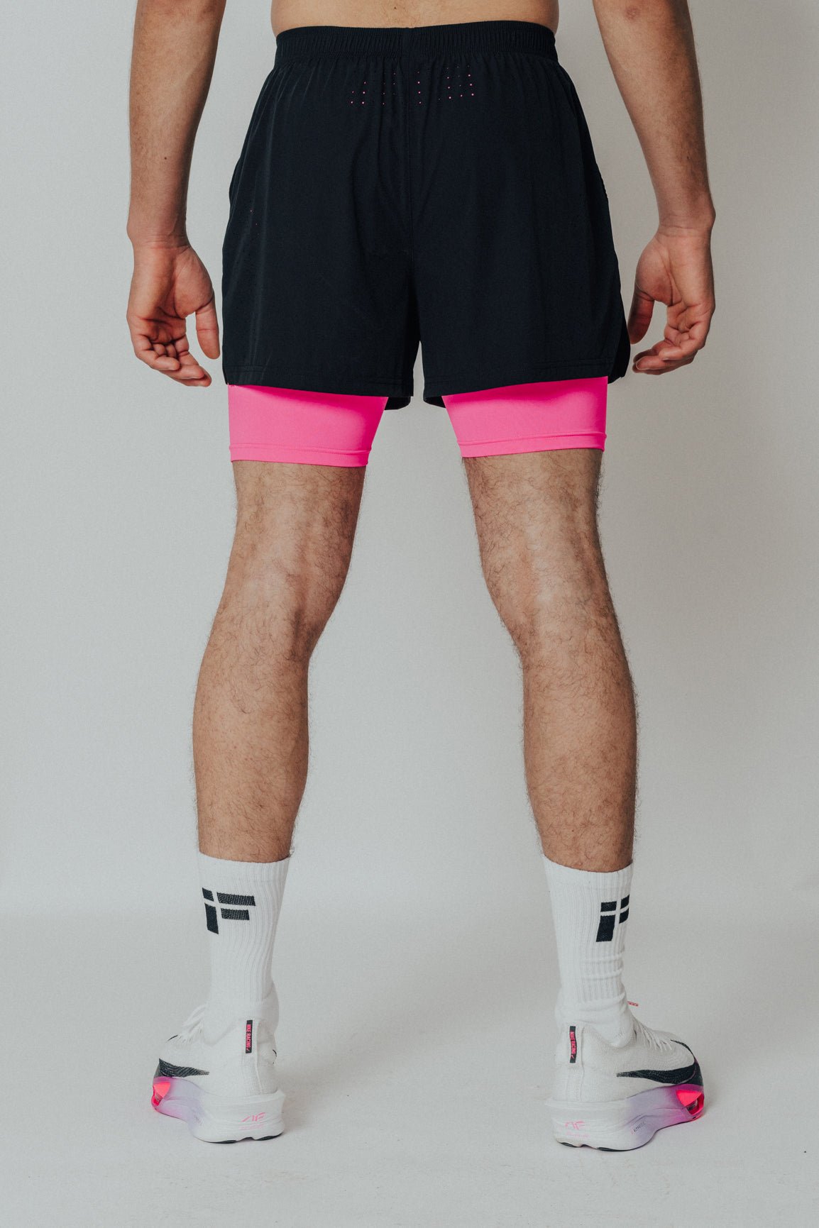 MALE TRANSFORM BLACK AND PINK TECHNICAL COMPRESSION TRAINING GYM SHORTS - INFORM ACTIVE
