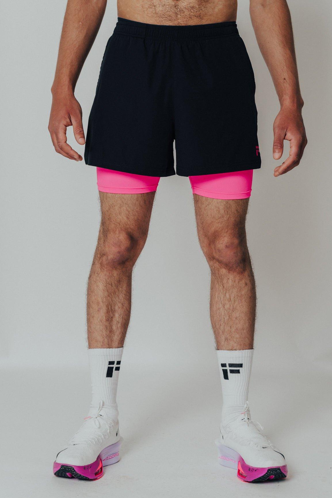 MALE TRANSFORM BLACK AND PINK TECHNICAL COMPRESSION TRAINING GYM SHORTS - INFORM ACTIVE