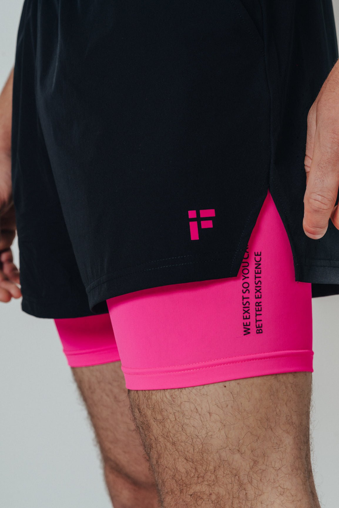 MALE TRANSFORM BLACK AND PINK TECHNICAL COMPRESSION TRAINING GYM SHORTS - INFORM ACTIVE