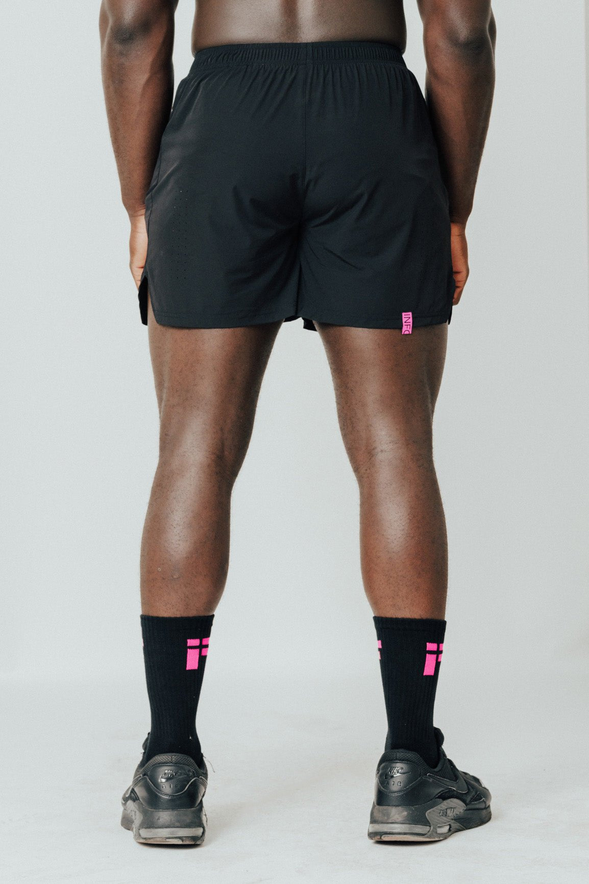 MALE TRANSFORM BLACK AND PINK TECHNICAL TRAINING GYM SHORTS - INFORM ACTIVE