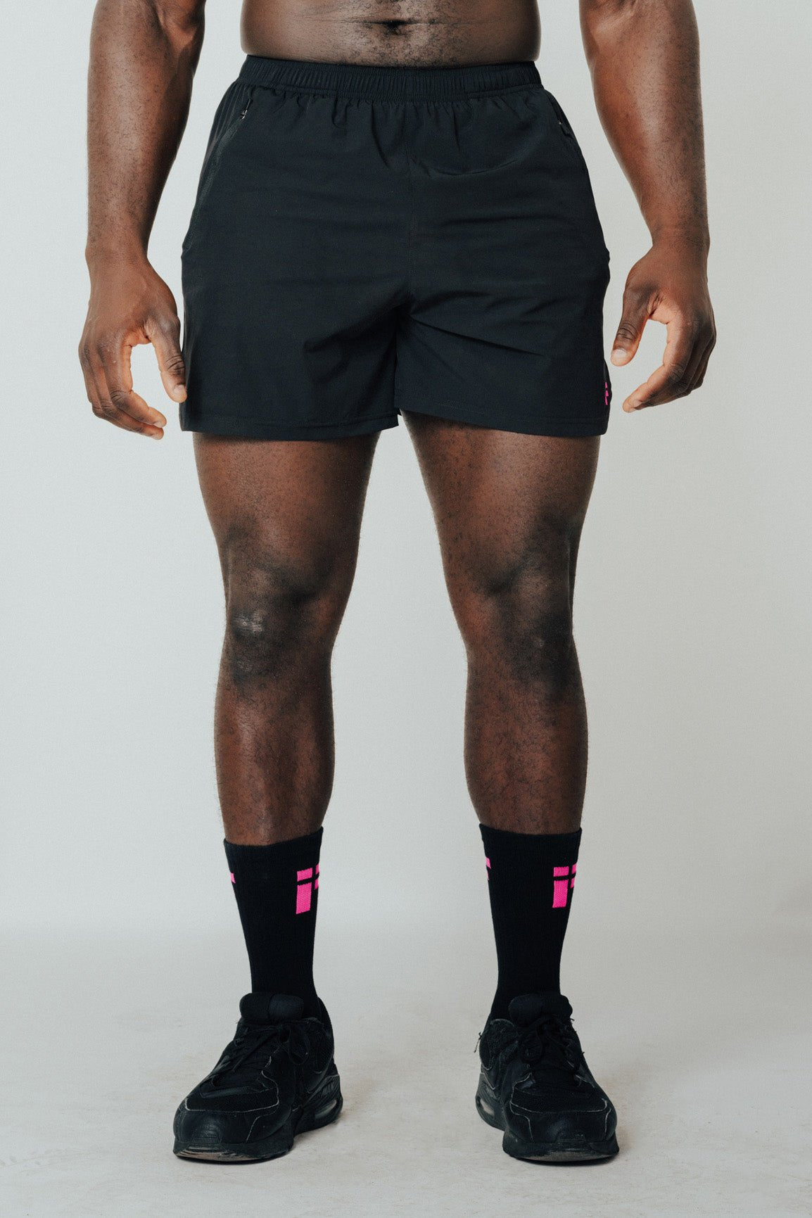 MALE TRANSFORM BLACK AND PINK TECHNICAL TRAINING GYM SHORTS - INFORM ACTIVE