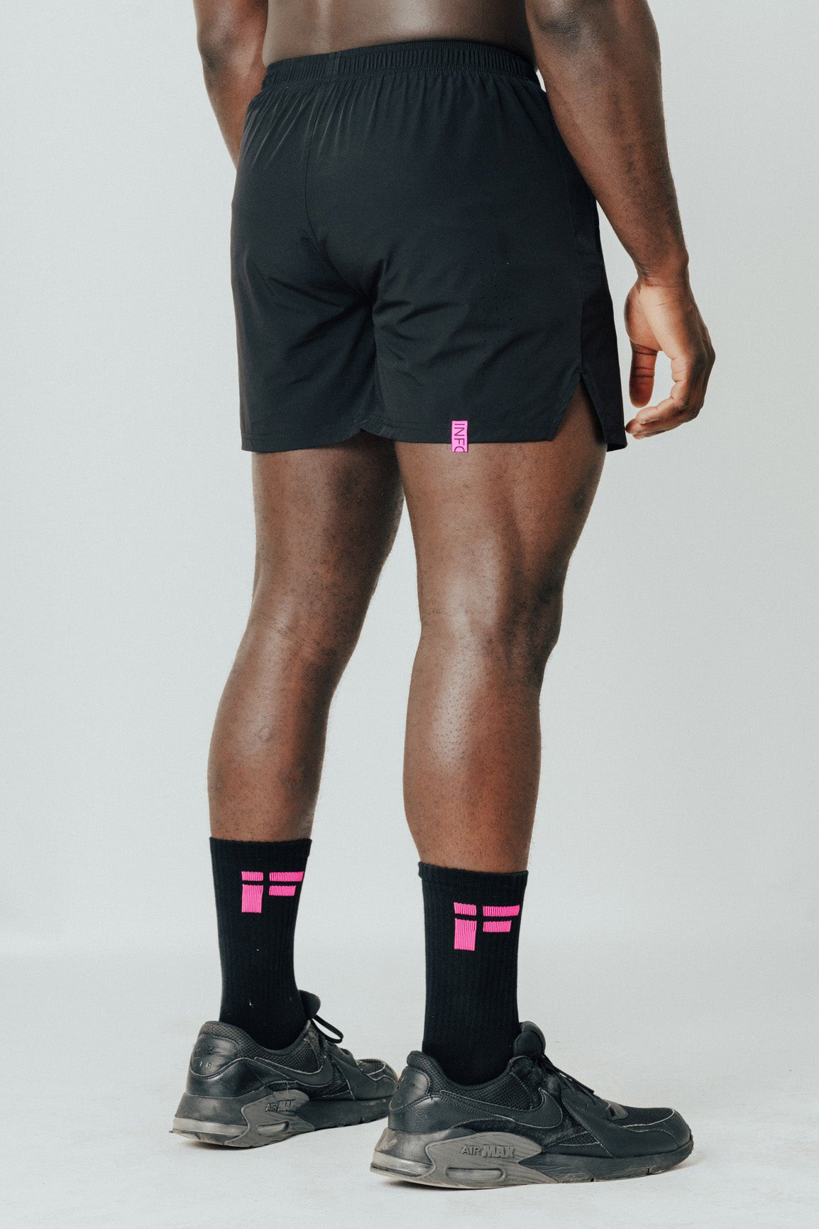 MALE TRANSFORM BLACK AND PINK TECHNICAL TRAINING GYM SHORTS - INFORM ACTIVE