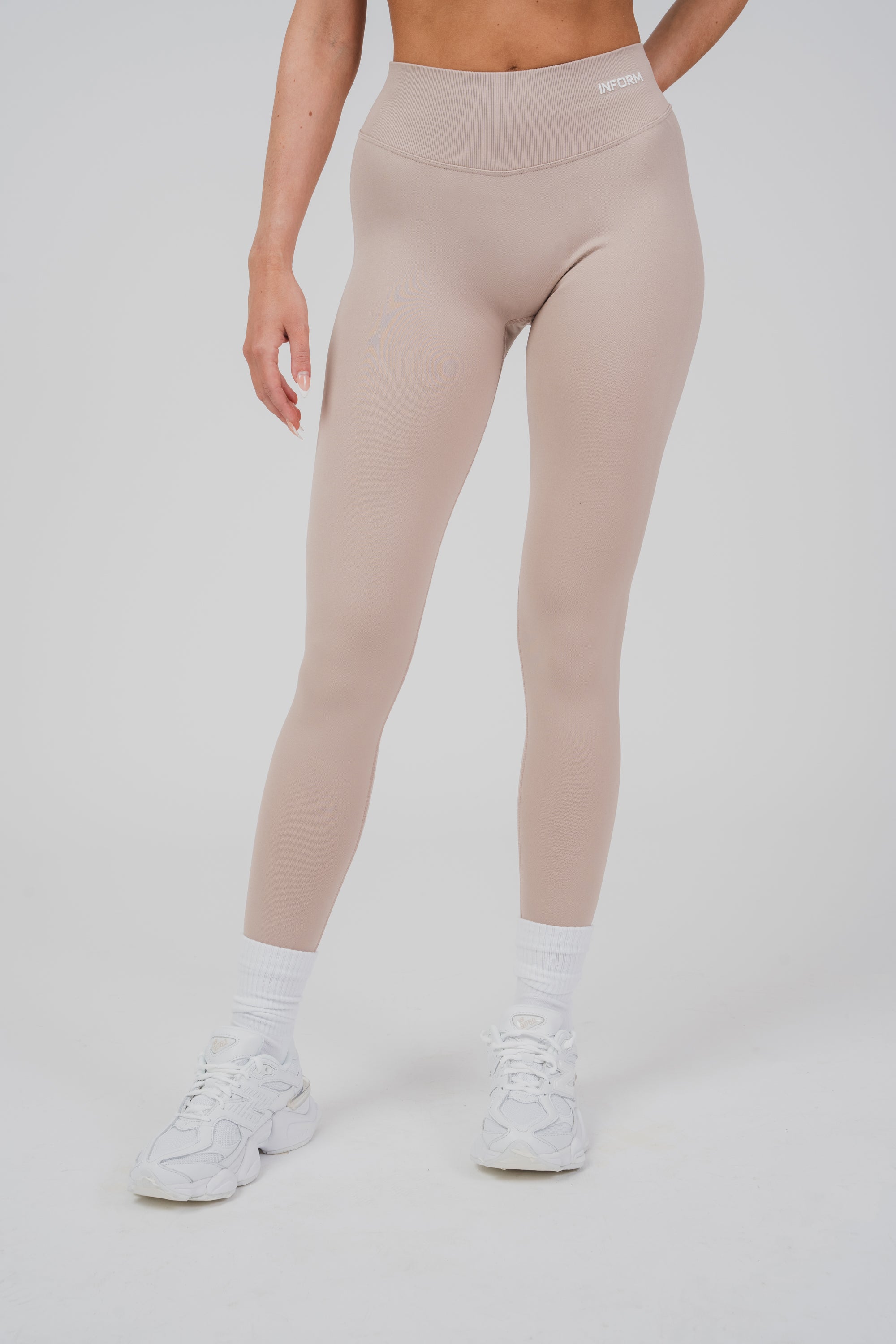 FEMALE SCULPT BEIGE WORKOUT GYM LEGGINGS - INFORM ACTIVE