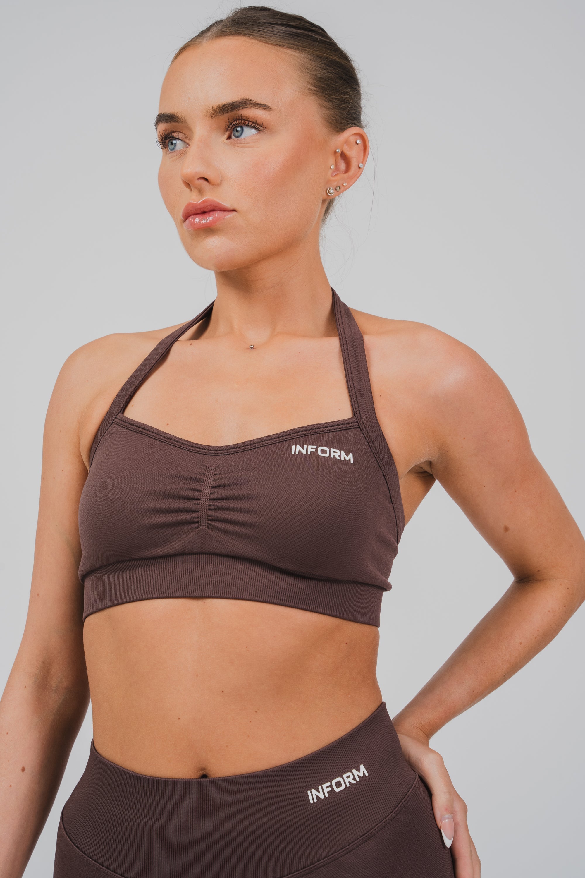 FEMALE SCULPT BROWN WORKOUT GYM SPORTS BRA - INFORM ACTIVE