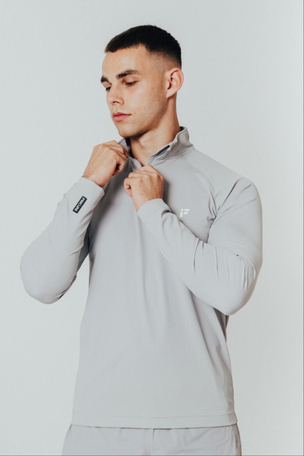 MALE TRANSFORM GREY QUARTER ZIP TRAINING GYM TOP - INFORM ACTIVE